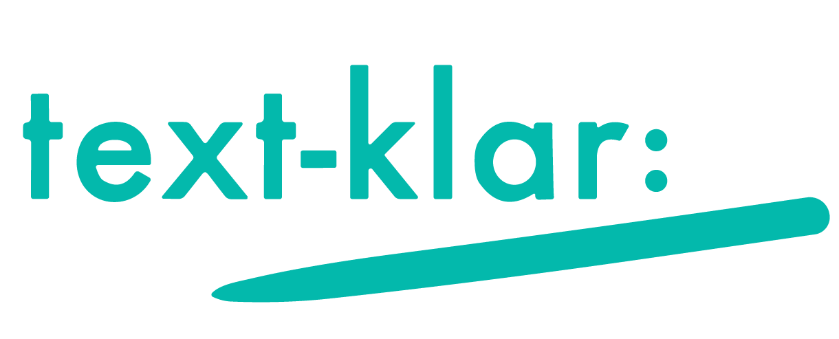 Logo von text-klar in CMYK-Farben